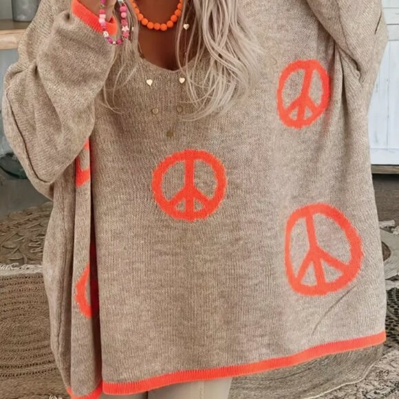 BOUTIQUE Sweaters - ***NEW STYLE ALERT! PEACE SIGN OVERSIZED SWEATER